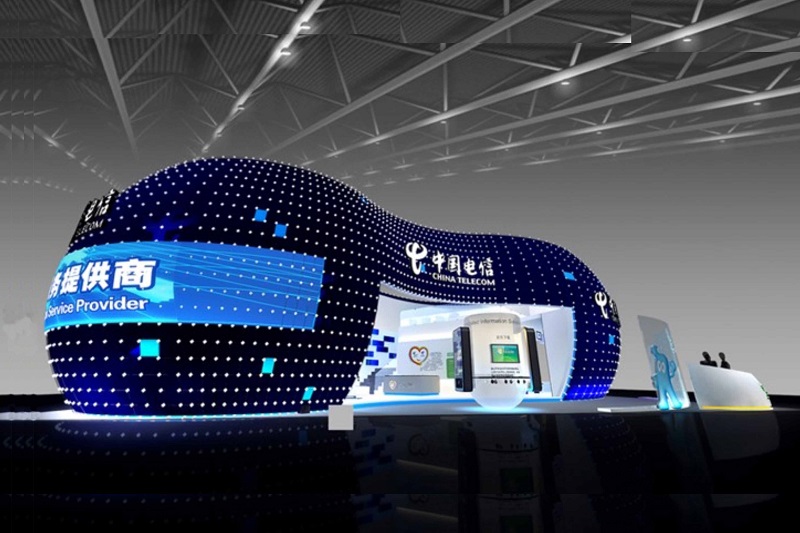 上海工博會展會設計搭建,中國電信展位搭建-美湖