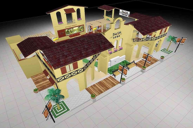 上海房產(chǎn)展會展設計搭建,巴薩維拉展位設計-美湖